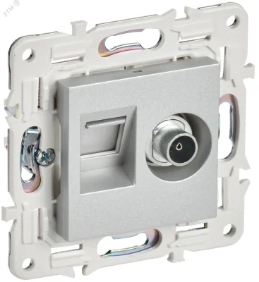 SKANDY Розетка двойная TV+RJ45 кат.5E SK-A14S серебряный IEK SK-AK20-1-K23 фото 1