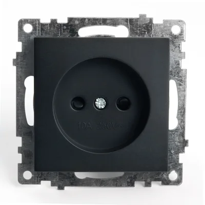 Розетка 1-местная с защитной шторкой (механизм) б/з, 250В, 10А, серия Катрин, GLS10-7109-05, черный  фото 1