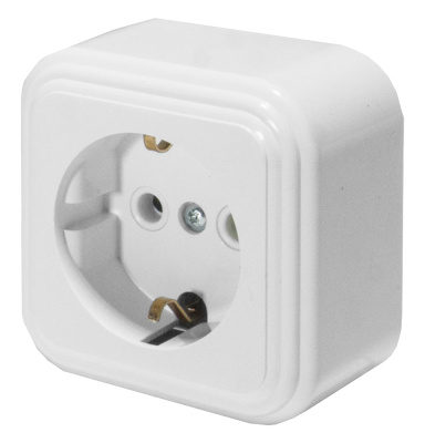 Розетка 1-местная с заземляющим контактом, 250В, 16А, IP20, PST16-21-20 (RA 16-133-Б), белый STEKKER фото 1