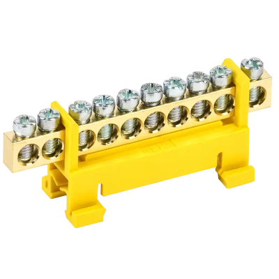 Шина PE "земля" на DIN-изол тип "Стойка" ШНИ-6х9-10-С-Ж IEK YNN10-69-10P-K05 фото 1