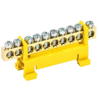 Шина PE "земля" на DIN-изол тип "Стойка" ШНИ-6х9-10-С-Ж IEK YNN10-69-10P-K05 фото 1