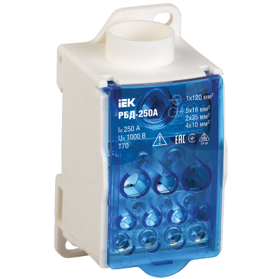 Распределительный блок на DIN-рейку РБД-250А IEK RBD-250 фото 1