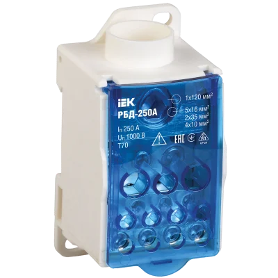 Распределительный блок на DIN-рейку РБД-250А IEK RBD-250 фото 1