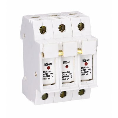 Держатель предохр. C10 со светодиод. индикацией 3P ДП-102 DEKraft 21385DEK фото 1