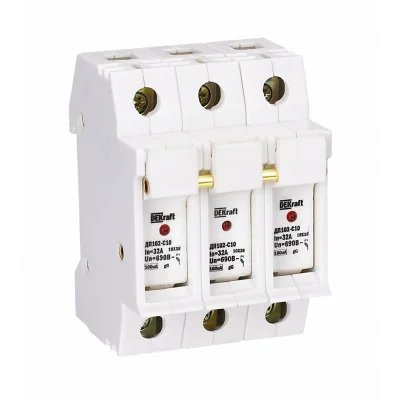 Держатель предохр. C10 со светодиод. индикацией 3P ДП-102 DEKraft 21385DEK фото 1