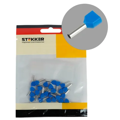 Наконечник штыревой втулочный изолированный НШВИ(2) 0,75-8 (DIY упаковка 25 шт) STEKKER 50406 фото 1