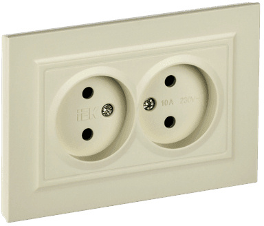 BRITE Роз. 2-я без з/к/ш 10А в сб. РС12-2-БрКр беж. IEK BR-R20-10-K10-F фото 1