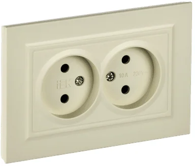 BRITE Роз. 2-я без з/к/ш 10А в сб. РС12-2-БрКр беж. IEK BR-R20-10-K10-F фото 1