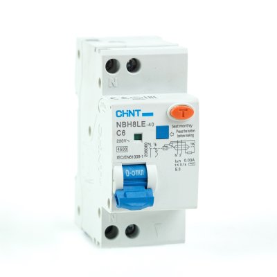 Диф. автомат NBH8LE-40 1P+N 6А 30мА х-ка C 4,5кА (R) CHINT 206060 фото 1