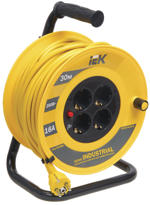 Катушка УК30 4 места 2P+PE/30м 3х1,5мм2 "Industrial" IEK WKP15-16-04-30 фото 1