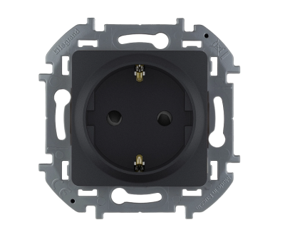 Розетка 2К+З со шторками - немецкий стандарт - 16 А - 250 В~ - INSPIRIA - антрацит Legrand 673733 фото 1