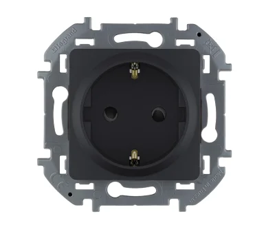 Розетка 2К+З со шторками - немецкий стандарт - 16 А - 250 В~ - INSPIRIA - антрацит Legrand 673733 фото 1