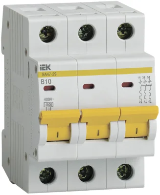 KARAT Авт. выкл. ВА47-29 3P B 10А 4,5кА IEK MVA20-3-010-B фото 1