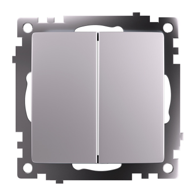 Переключатель 2-клавишный (механизм), 250В, 10А, серия Катрин, серебро, GLS10-7107-03 STEKKER 49168 фото 1