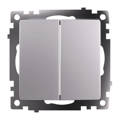 Переключатель 2-клавишный (механизм), 250В, 10А, серия Катрин, серебро, GLS10-7107-03 STEKKER 49168 фото 1