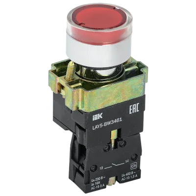 Кнопка управления LAY5-BW3461 с подсветкой красный 1з IEK BBT50-BW-K04 фото 1
