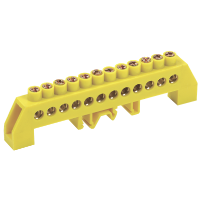Шина PE "земля" в комб DIN-изол "Стойка" ШНИ-8х12-8-КС-Ж IEK YNN10-812-8DP-K05 фото 1