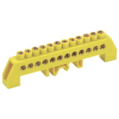 Шина PE "земля" в комб DIN-изол "Стойка" ШНИ-8х12-8-КС-Ж IEK YNN10-812-8DP-K05 фото 1