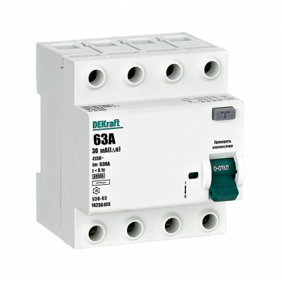 ВДТ 4P 63А 30мА тип AC 6кА УЗО-03 нов. DEKraft 14236DEK фото 1