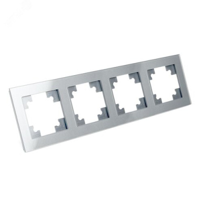 Рамка 4-местная, стекло, серия Катрин, GFR00-7004-03, серебро STEKKER 39534 фото 1