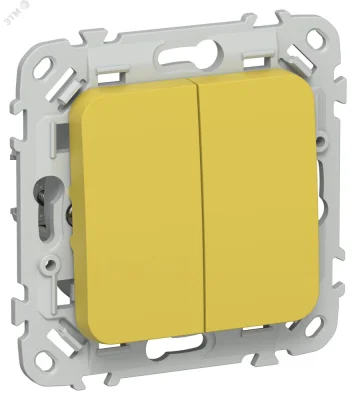 FLITE Выключатель 2-клавишный 10А ВС12-1-0-ФлЖК желтый карри IEK FI-V20-0-10-1-K44 фото 1