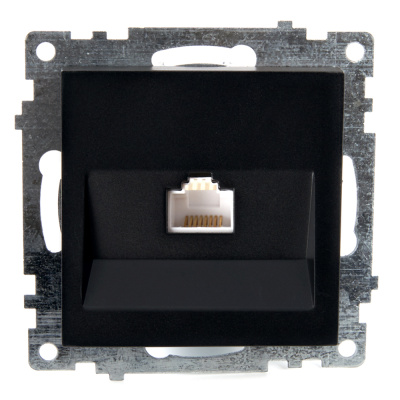 Розетка компьютерная 1-местная RJ-45 (механизм), серия Катрин, GLS00-7107-05, черный STEKKER 39613 фото 1