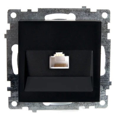 Розетка компьютерная 1-местная RJ-45 (механизм), серия Катрин, GLS00-7107-05, черный STEKKER 39613 фото 1