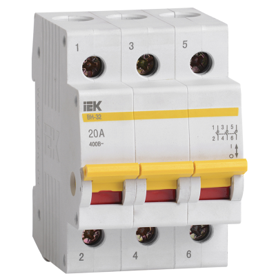 Выключатель нагрузки (мини-рубильник) ВН-32 3Р 20А IEK MNV10-3-020 фото 1