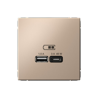 ARTGALLERY USB РОЗЕТКА A + тип-C 45Вт высокоскор.заряд. QC, PD, механизм, ПЕСОЧНЫЙ Systeme Electric  фото 1