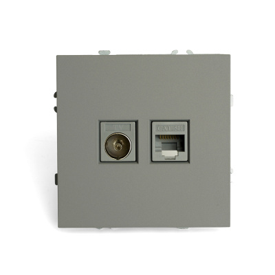 Розетка СП TV комп. RJ-45 механизм (платиново-серый) soft touch Эмили RST00-5106-10 STEKKER 49950 фото 1