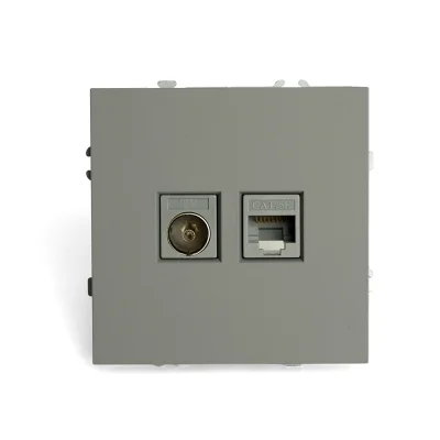 Розетка СП TV комп. RJ-45 механизм (платиново-серый) soft touch Эмили RST00-5106-10 STEKKER 49950 фото 1