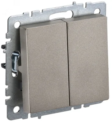 BRITE Выключатель двухклавишный 10А ВС10-2-0-БрШ шампань IEK BR-V20-0-10-K37 фото 1