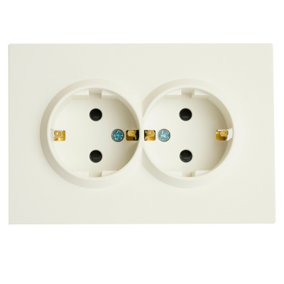 Розетка СП 2-м с з/к с шторк. (белый фарфор) soft touch Эмили RST16-5114-01 STEKKER 49882 фото 1