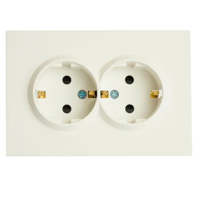 Розетка СП 2-м с з/к с шторк. (белый фарфор) soft touch Эмили RST16-5114-01 STEKKER 49882 фото 1