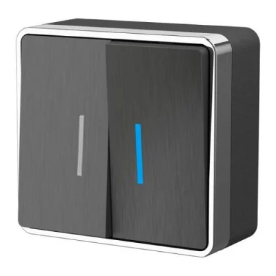 Выключатель двухклавишный с подсветкой Gallant (графит рифленый) W5020104 Werkel a051340 фото 1