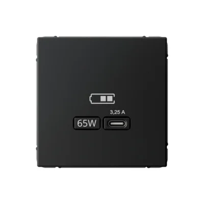 ARTGALLERY USB РОЗЕТКА тип-С 65Вт высокоскор.заряд. QC, PD, механизм, КАРБОН GAL001 Systeme Electric фото 1