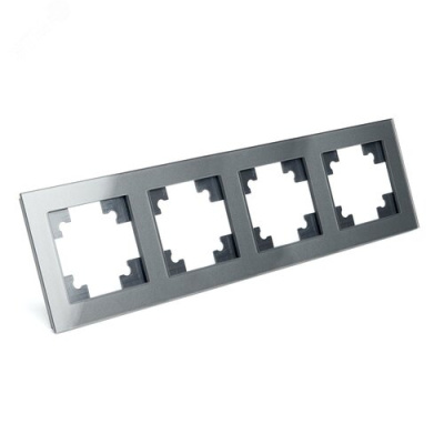 Рамка 4-местная, стекло, серия Катрин, GFR00-7004-06, графит STEKKER 39542 фото 1