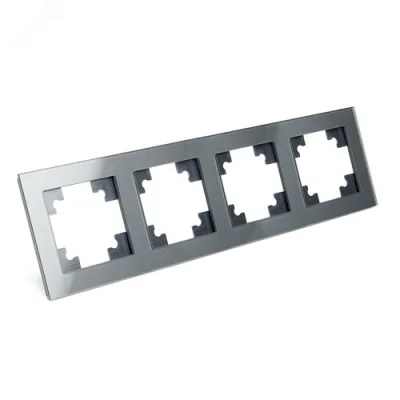 Рамка 4-местная, стекло, серия Катрин, GFR00-7004-06, графит STEKKER 39542 фото 1