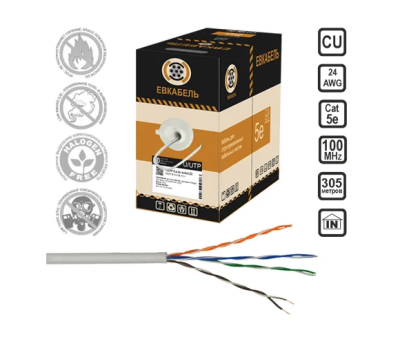 Витая пара U/UTP Cat5е PЕ 4х2х0,50 24AWG 305м ЧЕРНЫЙ Евкабель EDS001200 фото 2