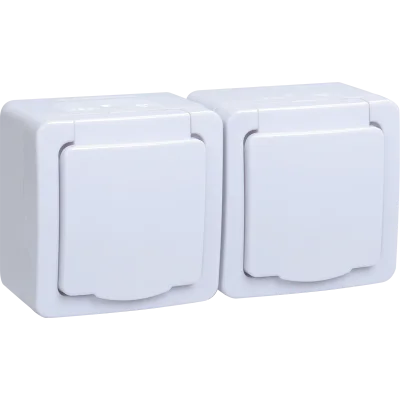 Розетка 2-местная для открытой установки РСб22-3-ГПБб с заземляющим контактом IP54 ГЕРМЕС PLUS (цвет фото 1