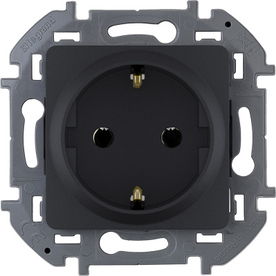 Розетка 2К+З - немецкий стандарт - 16 А - 250 В~ - INSPIRIA - антрацит Legrand 673723 фото 1