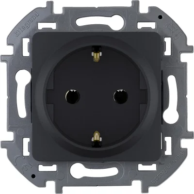 Розетка 2К+З - немецкий стандарт - 16 А - 250 В~ - INSPIRIA - антрацит Legrand 673723 фото 1