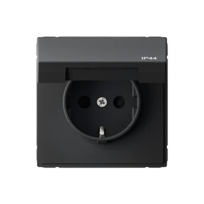 ARTGALLERY РОЗЕТКА с заземл. со шт. с крышк, 16А, IP44, механизм, КАРБОН Systeme Electric GAL441046 фото 1