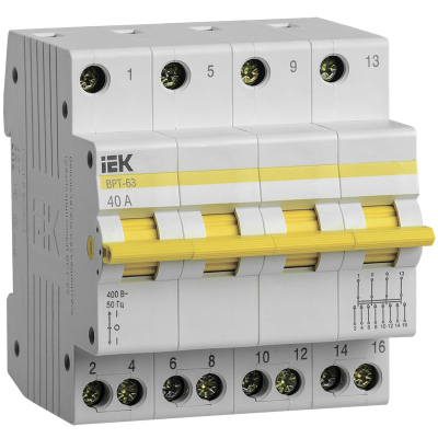 Выключатель-разъединитель трехпозиционный ВРТ-63 4P 40А IEK MPR10-4-040 фото 1