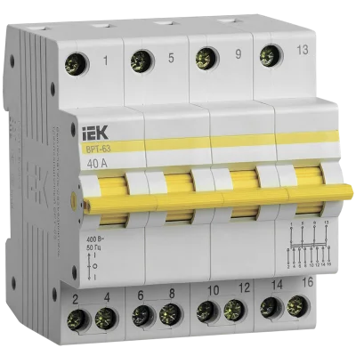 Выключатель-разъединитель трехпозиционный ВРТ-63 4P 40А IEK MPR10-4-040 фото 1