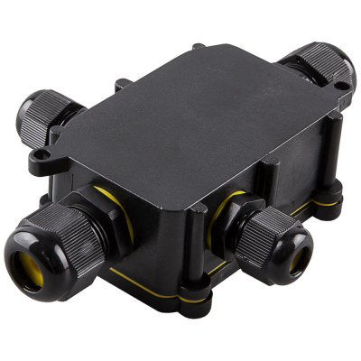 Коробка распаячная LD524 140х100х36 водонепроницаемая 4 выхода 450В черная IP68 STEKKER 49122 фото 1