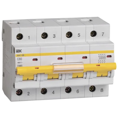 KARAT Авт. выкл. ВА47-100 4P C 80А 10кА IEK MVA40-4-080-C фото 1