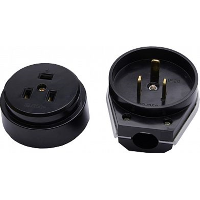 Вилка с розеткой разборные для плит с/з, PPG32-51-20, черный STEKKER 39017 фото 1