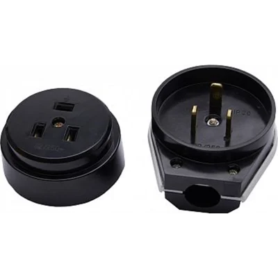 Вилка с розеткой разборные для плит с/з, PPG32-51-20, черный STEKKER 39017 фото 1