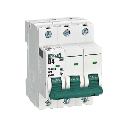 Авт. выкл. 3Р 4А х-ка D ВА-103 6кА нов. DEKraft 12363DEK фото 1